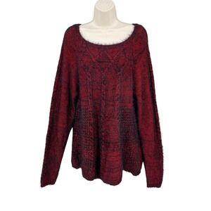 Parkhurst Cozy Sweater Women Preppy Whimsigoth Artsy Fuzzy Cable Knit Size XL